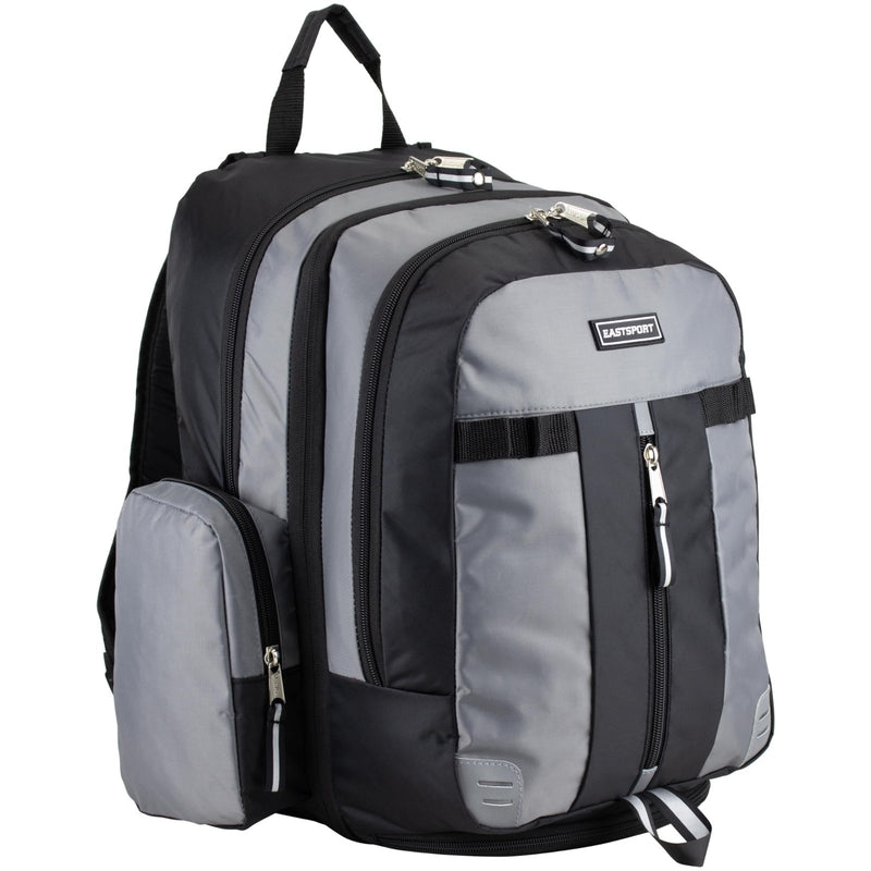 Eastsport Extra Large Backpack Expandable Oversized For Travel Hiking Work Camping Sports Outdoors With Drawstring Bag 18x13.5x9.5 Mochila De Viaje Ash Gray Black