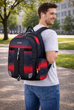 Eastsport Extra Large Backpack Expandable Oversized For Travel Hiking Work Camping Sports Outdoors With Drawstring Bag 18x13.5x9.5 Mochila De Viaje Red Ombre Black