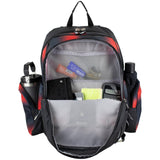 Eastsport Extra Large Backpack Expandable Oversized For Travel Hiking Work Camping Sports Outdoors With Drawstring Bag 18x13.5x9.5 Mochila De Viaje Red Ombre Black