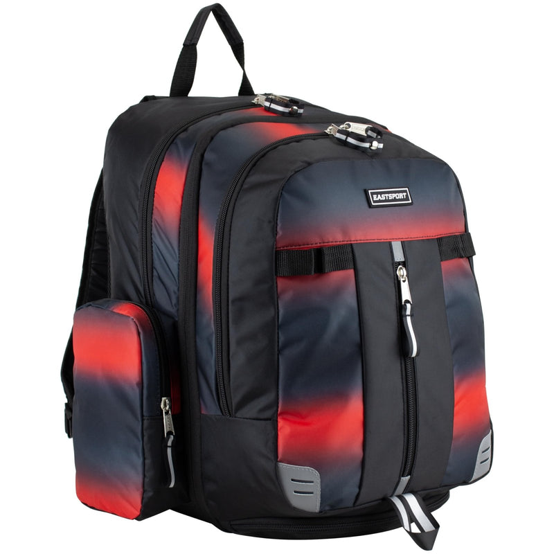 Eastsport Extra Large Backpack Expandable Oversized For Travel Hiking Work Camping Sports Outdoors With Drawstring Bag 18x13.5x9.5 Mochila De Viaje Red Ombre Black