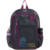 Eastsport Gym Mesh Backpack See Through Semi Transparent with Adjustable Straps for Work, Travel, Security, Swimming and Beach - Graphite/Raspberry Trim