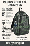 Eastsport Gym Mesh Backpack See Through Semi Transparent with Adjustable Straps for Work, Travel, Security, Swimming and Beach - Graphite/Raspberry Trim