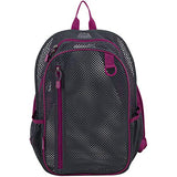 Eastsport Gym Mesh Backpack See Through Semi Transparent with Adjustable Straps for Work, Travel, Security, Swimming and Beach - Graphite/Raspberry Trim