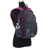 Eastsport Gym Mesh Backpack See Through Semi Transparent with Adjustable Straps for Work, Travel, Security, Swimming and Beach - Graphite/Raspberry Trim