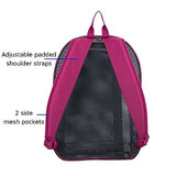 Eastsport Gym Mesh Backpack See Through Semi Transparent with Adjustable Straps for Work, Travel, Security, Swimming and Beach - Graphite/Raspberry Trim
