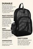 Eastsport Heavy Duty Mesh Sport Backpack Daypack Bookbag Bag See Through for Travel, Swim, Gym, Beach, 17.5 Inches, Onyx