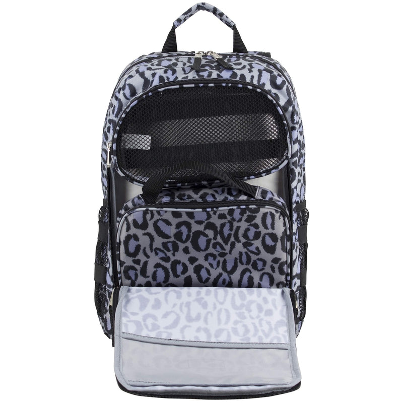 Eastsport Lunch Backpack Travel College Laptop Bookbag, Reusable Insulated Food Snack Cooler Lunchbox Set, for Work, Outdoor, Midnight Cheetah
