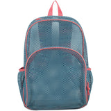 Eastsport Mesh Backpack, College Bookbag, Lightweight See Through for Travel, Swim, Gym, 17.5 Inches, Aqua Haze Sweet Coral