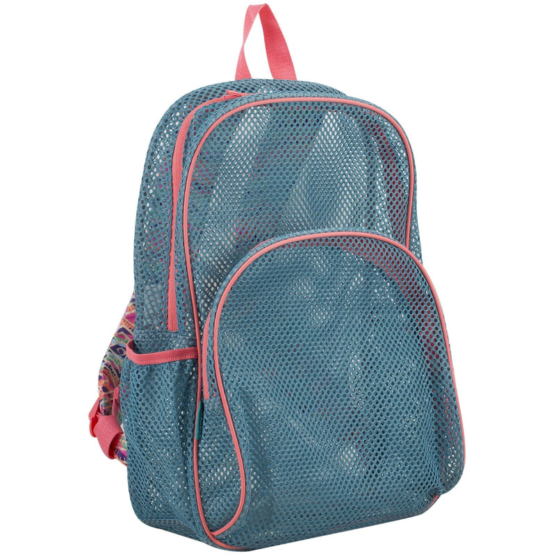 Eastsport Mesh Backpack, College Bookbag, Lightweight See Through for Travel, Swim, Gym, 17.5 Inches, Aqua Haze Sweet Coral