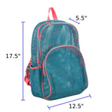 Eastsport Mesh Backpack, College Bookbag, Lightweight See Through for Travel, Swim, Gym, 17.5 Inches, Aqua Haze Sweet Coral