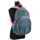 Eastsport Mesh Backpack, College Bookbag, Lightweight See Through for Travel, Swim, Gym, 17.5 Inches, Aqua Haze Sweet Coral