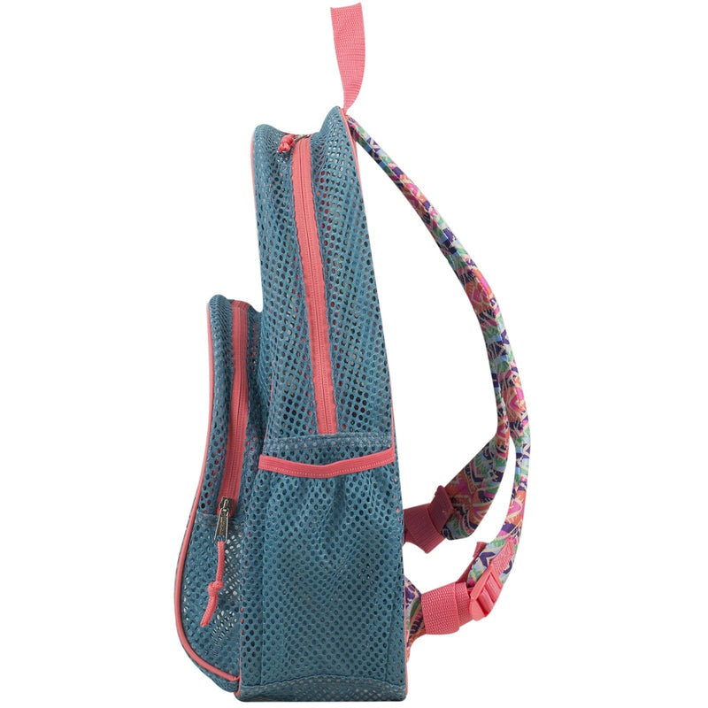 Eastsport Mesh Backpack, College Bookbag, Lightweight See Through for Travel, Swim, Gym, 17.5 Inches, Aqua Haze Sweet Coral