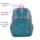 Eastsport Mesh Backpack, College Bookbag, Lightweight See Through for Travel, Swim, Gym, 17.5 Inches, Aqua Haze Sweet Coral