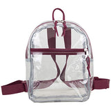 Eastsport Stadium Approved Transparent Clear Small Mini Daypack Backpack Bag for Work, Festivals, Concert, Sports, Clear/Burgundy