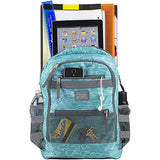 Eastsport Travel College Laptop Lunch Backpack Bookbag, Reusable Insulated Food Snack Cooler Lunchbox Set, for Work, Outdoor, Ocean Paradise