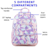 Eastsport Travel Laptop Backpack, Business Water Resistant Slim Sturdy Laptops Backpack College Work Computer Bag Unisex Fits 15" Notebook, Rose Sand Crystal Clear Geo Print