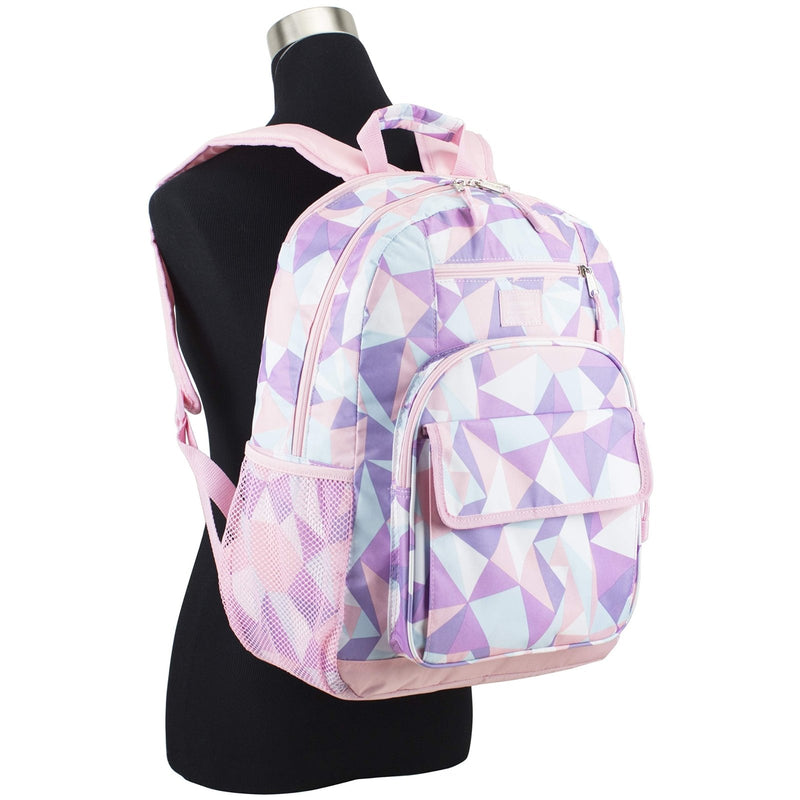 Eastsport Travel Laptop Backpack, Business Water Resistant Slim Sturdy Laptops Backpack College Work Computer Bag Unisex Fits 15" Notebook, Rose Sand Crystal Clear Geo Print