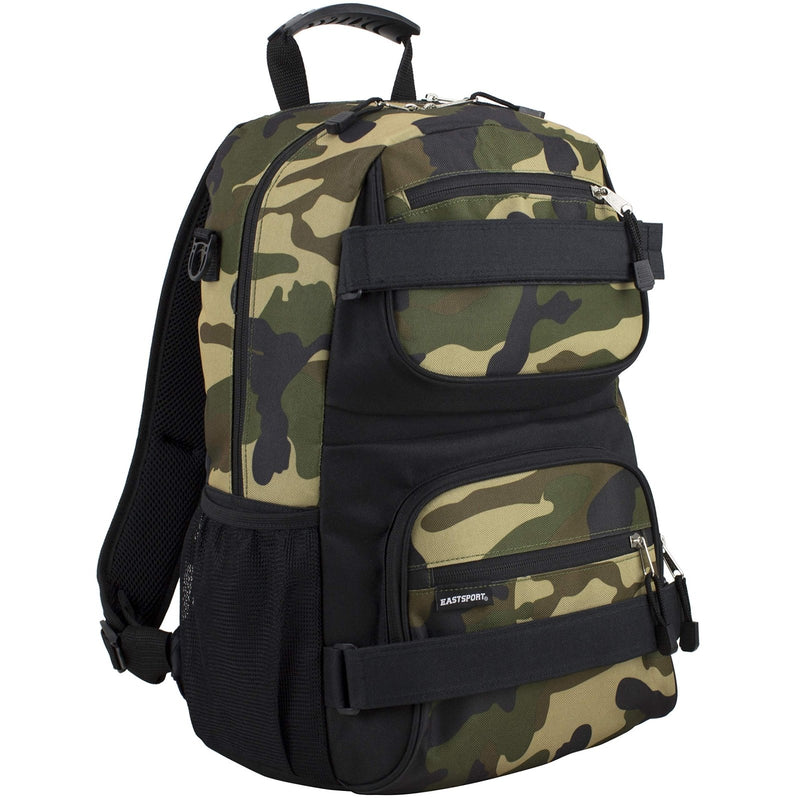 Eastsport Travel Skateboard Backpack Double Strap Laptop Bag Multi - Sport Design for Men and Women, Army Camo