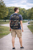 Eastsport Travel Skateboard Backpack Double Strap Laptop Bag Multi - Sport Design for Men and Women, Black Green Camo Red Trim
