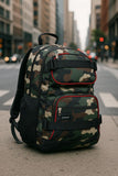 Eastsport Travel Skateboard Backpack Double Strap Laptop Bag Multi - Sport Design for Men and Women, Black Green Camo Red Trim