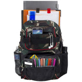 Eastsport Travel Skateboard Backpack Double Strap Laptop Bag Multi - Sport Design for Men and Women, Black Green Camo Red Trim