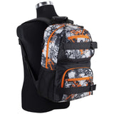 Eastsport Travel Skateboard Backpack Double Strap Laptop Bag Multi - Sport Design for Men and Women, Orange White Black