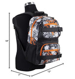 Eastsport Travel Skateboard Backpack Double Strap Laptop Bag Multi - Sport Design for Men and Women, Orange White Black