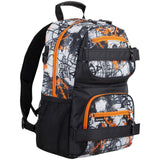 Eastsport Travel Skateboard Backpack Double Strap Laptop Bag Multi - Sport Design for Men and Women, Orange White Black