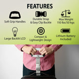 Eat Smart SmartGrip Portable Instant Read Digital Handheld Luggage Scale, Compact, Easy to Read, Lightweight, Durable, High 110 lb Capacity, Battery Included, Silver