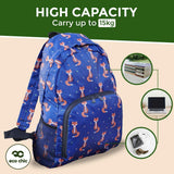 ECO CHIC Hiking Lightweight Packable Backpack - Foldable Daypack for Travel & Hiking & Outdoor Adventures - Waterproof Backpack from Recycled Materials (Dogs Teal)