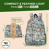 ECO CHIC Hiking Lightweight Packable Backpack - Foldable Daypack for Travel & Hiking & Outdoor Adventures - Waterproof Backpack from Recycled Materials (Dogs Teal)