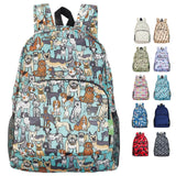 ECO CHIC Hiking Lightweight Packable Backpack - Foldable Daypack for Travel & Hiking & Outdoor Adventures - Waterproof Backpack from Recycled Materials (Dogs Teal)