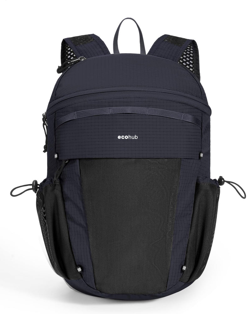 ECOHUB 15L Lightweight Casual Daypack, Packable Backpack for Daily Use, Hiking & Travel, Foldable Small Backpack with Stretch Mesh Pockets, Water - Resistant Nylon, Reflective Design