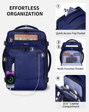 ECOHUB 17" Small Travel Backpack, United Airlines Personal Item Bag 17x10x9 with 16 Pockets, Water Resistant Rucksacks Fit 15.6" Laptop, AirTag Pocket, Lightweight Casual Daypack, 25L, Blue
