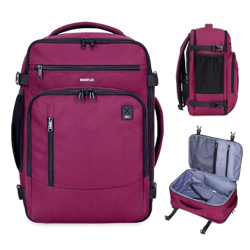 ECOHUB 17" Small Travel Backpack, United Airlines Personal Item Bag 17x10x9 with 16 Pockets, Water Resistant Rucksacks Fit 15.6" | Backpacks4Less