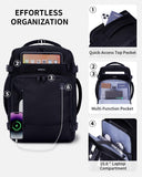 ECOHUB 17" Small Travel Backpack, United Airlines Personal Item Bag 17x10x9 with 16 Pockets, Water Resistant Rucksacks Fit 15.6" Laptop, AirTag Pocket, Lightweight Casual Daypack, 25L, Black