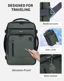 ECOHUB 17" Small Travel Backpack, United Airlines Personal Item Bag 17x10x9 with 16 Pockets, Water Resistant Rucksacks Fit 15.6" Laptop, AirTag Pocket, Lightweight Casual Daypack, 25L, Green