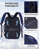ECOHUB 17" Small Travel Backpack, United Airlines Personal Item Bag 17x10x9 with 16 Pockets, Water Resistant Rucksacks Fit 15.6" Laptop, AirTag Pocket, Lightweight Casual Daypack, 25L, Blue