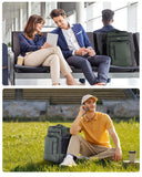 ECOHUB 17" Small Travel Backpack, United Airlines Personal Item Bag 17x10x9 with 16 Pockets, Water Resistant Rucksacks Fit 15.6" Laptop, AirTag Pocket, Lightweight Casual Daypack, 25L, Green