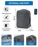 ECOHUB 17'' Travel Backpack, Personal Item Backpack with 13 Pockets, Flight Approved Carry on Backpack with USB Port & Luggage Sleeve, Travel bag for Men & Women, Water Resistant Backpack, Grey