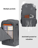 ECOHUB 17'' Travel Backpack, Personal Item Backpack with 13 Pockets, Flight Approved Carry on Backpack with USB Port & Luggage Sleeve, Travel bag for Men & Women, Water Resistant Backpack, Grey