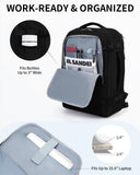 ECOHUB 30L Carry on Travel Backpack for Men Women 18x14x8, 17 inch Expandable Airlines Personal Item Bag Water Resistant Laptop Backpack Flight Approved with USB Slot & Wet Pocket, Black