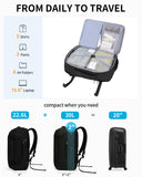 ECOHUB 30L Carry on Travel Backpack for Men Women 18x14x8, 17 inch Expandable Airlines Personal Item Bag Water Resistant Laptop Backpack Flight Approved with USB Slot & Wet Pocket, Black