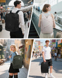 ECOHUB 30L Carry on Travel Backpack for Men Women 18x14x8, 17 inch Expandable Airlines Personal Item Bag Water Resistant Laptop Backpack Flight Approved with USB Slot & Wet Pocket, Black