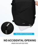 ECOHUB 30L Carry on Travel Backpack for Men Women 18x14x8, 17 inch Expandable Airlines Personal Item Bag Water Resistant Laptop Backpack Flight Approved with USB Slot & Wet Pocket, Black