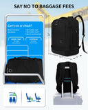 ECOHUB 30L Carry on Travel Backpack for Men Women 18x14x8, 17 inch Expandable Airlines Personal Item Bag Water Resistant Laptop Backpack Flight Approved with USB Slot & Wet Pocket, Black