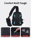 ECOHUB Anti - Theft Crossbody Bag Men Women, RFID Blocking Lightweight Sling Backpack Eco - Friendly with 9 Pockets Sturdy SBS Zippers Water Resistant for Travel Work Hiking Outdoor, Black