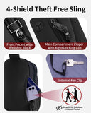 ECOHUB Anti - Theft Crossbody Bag Men Women, RFID Blocking Lightweight Sling Backpack Eco - Friendly with 9 Pockets Sturdy SBS Zippers Water Resistant for Travel Work Hiking Outdoor, Black