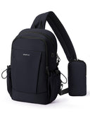 ECOHUB Anti - Theft Crossbody Bag Men Women, RFID Blocking Lightweight Sling Backpack Eco - Friendly with 9 Pockets Sturdy SBS Zippers Water Resistant for Travel Work Hiking Outdoor, Black