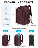 ECOHUB Carry On Travel Backpack, Expandable Airlines Personal Item Bag 18x14x8, Water Resistant 17 inch Laptop Backpack Flight Approved, 12 Pockets 30L Work Backpacks with Wet Pocket & Cable Slot, Red